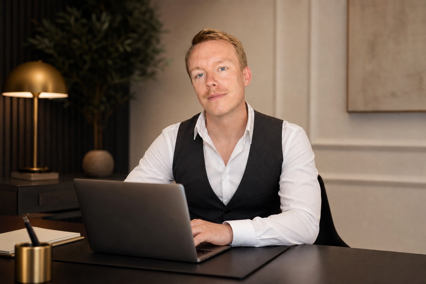 Ritchie Wilhelmy bei der Arbeit am Schreibtisch